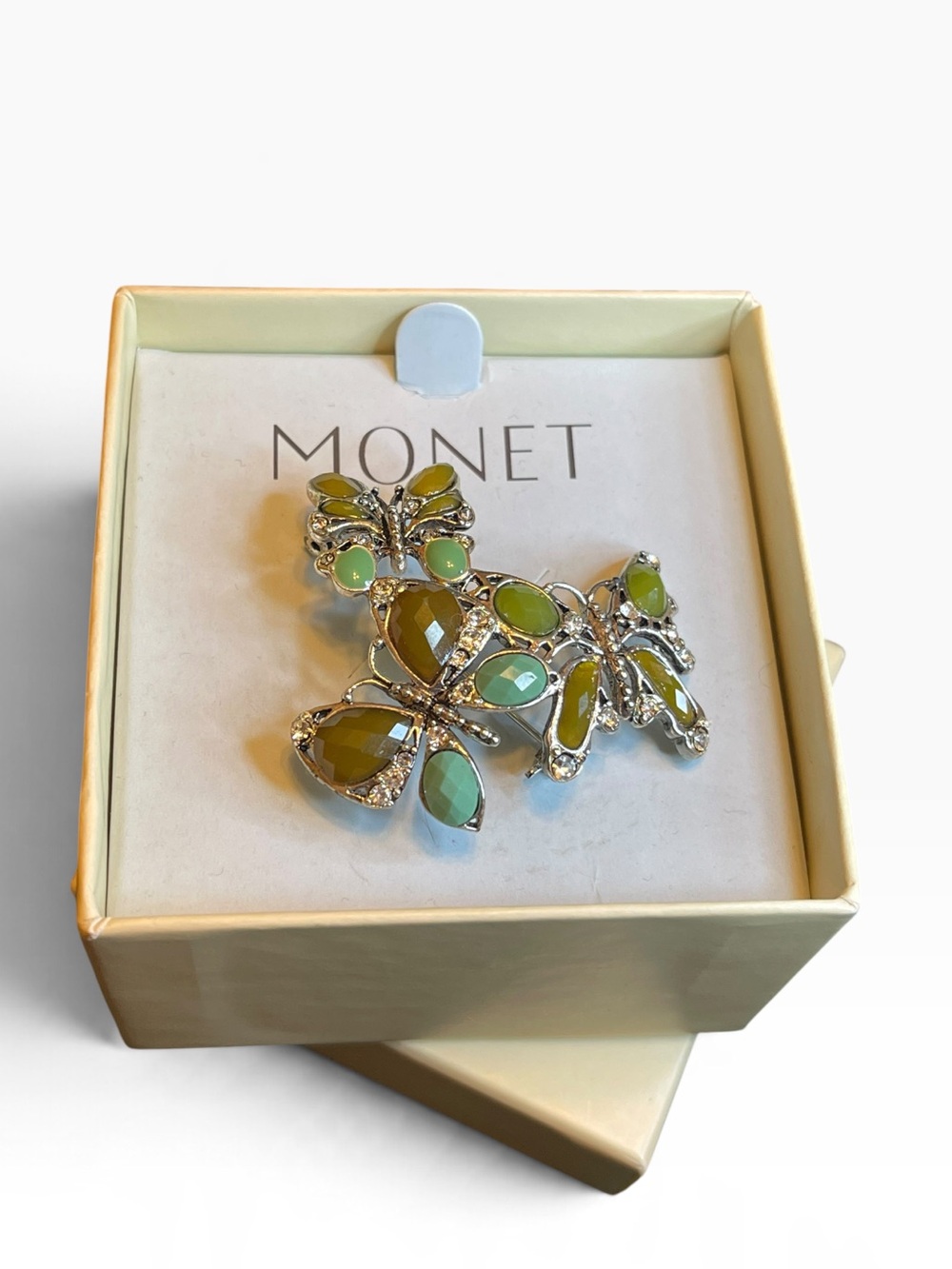 Vintage Monet Silver-Tone Butterfly Cluster Brooch NWT